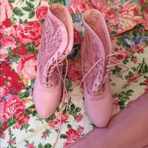 Pink lace boots